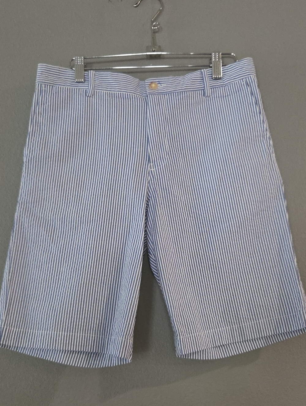 Polo by Ralph Lauren Blue & White Seersucker Flat Front Shorts